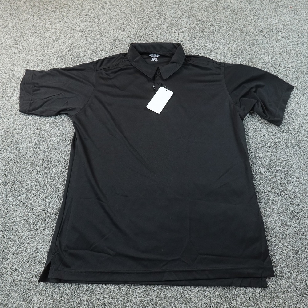 NEW Dickies Polo Shirt Mens L Black Workwear Performance Short Sleeve Work Top